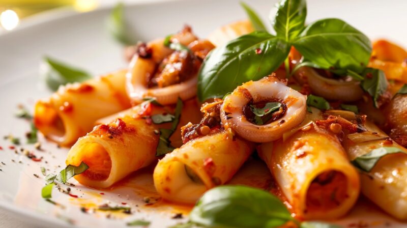 Mezzi Paccheri con Calamari Ripieni in Bianco - Ricetta Tradizionale Italiana con un Tocco Moderno